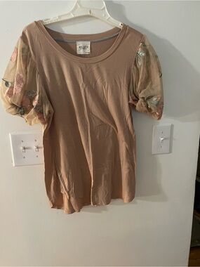 Willow Dusty Rose Puff Sleeve Embroidered shirt XL